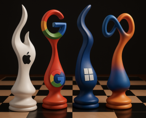 Chess board with tech giants: