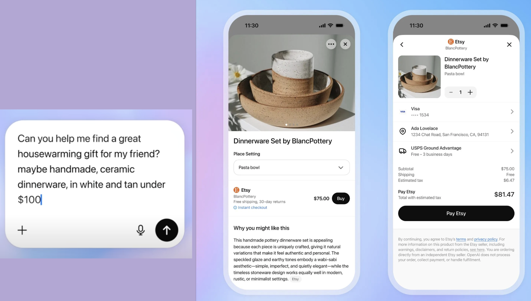User experience: AI-native commerce via ChatGPT & Etsy