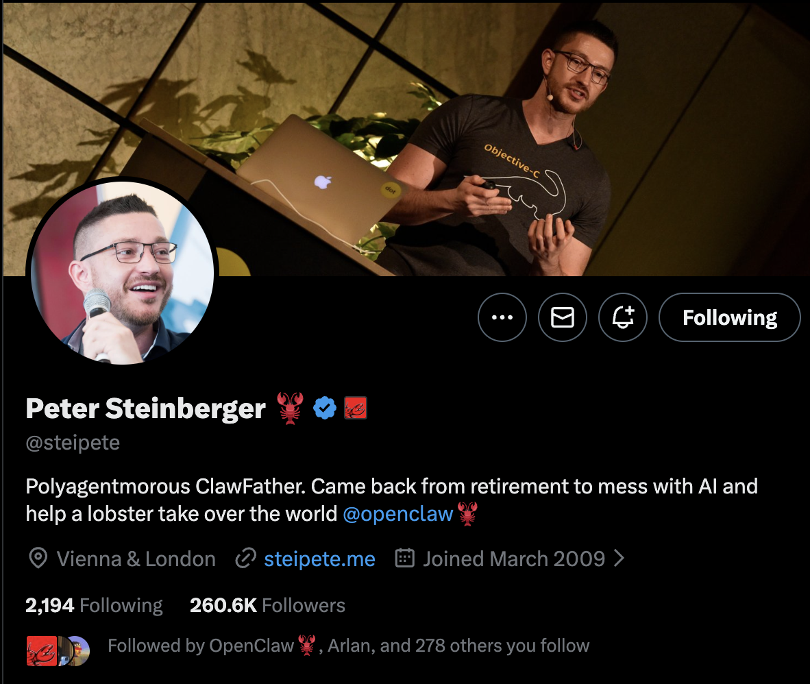 Founder of OpenClaw previously Clawdbot & Moltbot